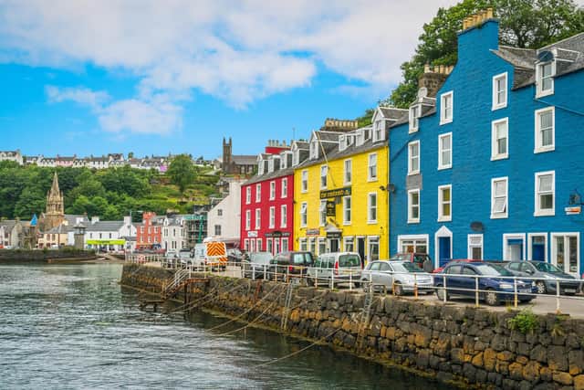 Tobermory in a summer day, capital of the Isle of Mull in the Scottish Inner Hebrides.