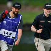 David Law walks with his caddie Max Bill during the second round of the Catalunya Championship at PGA Catalunya Golf and Wellness in Girona, Spain. Picture: Octavio Passos/Getty Images.