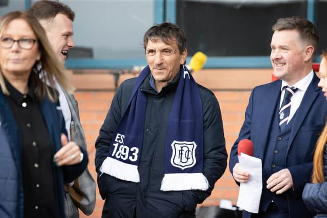 Former Dundee player-manager Ivano Bonetti at half time during the match.