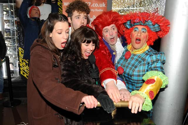 The cast of the panto Ya Wee Beauty and the Beastie turned on the High Street's Christmas lights on Saturday.