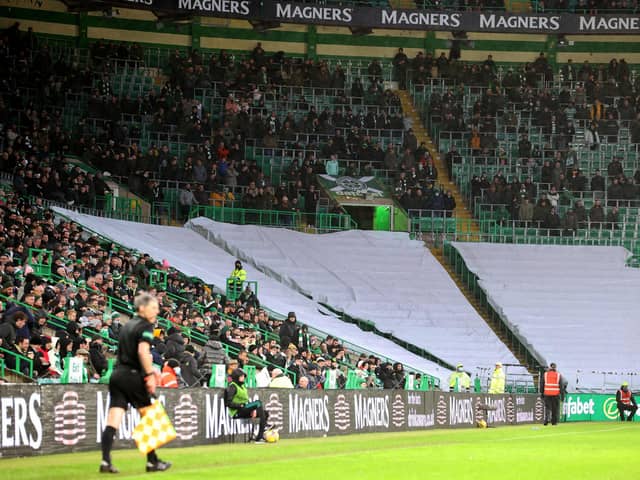 Part of the standing section at Celtic Park was closed. (Photo by Alan Harvey / SNS Group)