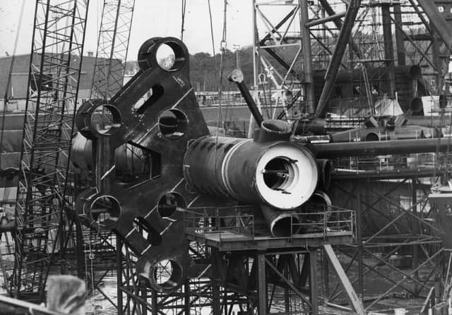 Oil rig components are assembled at Nigg Bay at the eastern end of the Cromarty Firth in about 1965 (Picture: Frank Tewkesbury/Evening Standard/Getty Images)