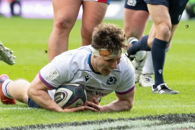 Rory Darge scored a try on his first Scotland start.