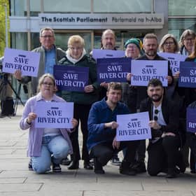 Scottish Labour deputy leader Jackie Baillie and culture spokesperson Neil Bibby hosted the cast of River City as they visited Holyrood yesterday to call on MSPs to back the campaign to save the Scottish soap opera (Picture: Lisa Ferguson)