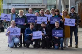 Scottish Labour deputy leader Jackie Baillie and culture spokesperson Neil Bibby hosted the cast of River City as they visited Holyrood yesterday to call on MSPs to back the campaign to save the Scottish soap opera (Picture: Lisa Ferguson)