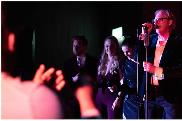 Line Of Duty star Adrian Dunbar delighting fans with a rendition of an Elvis Presley classic, That's All Right, at the QT jazz bar underneath the Middle Eight hotel in Covent Garden, London, on Friday night.