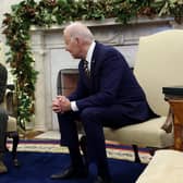 Joe Biden, seen with Ukrainian President Volodymyr Zelensky in the White House, has pledged to 'stick with Ukraine, as long as it takes' (Picture: Alex Wong/Getty Images)