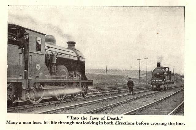 A warning to staff in the North British Railway's 1918 Safety Movement booklet. Picture: Railway Work, Life & Death project