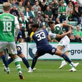 Joe Newell fires home Hibs' winner after just 12 minutes.