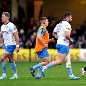 Worcester Warriors' Rory Sutherland leaves the pitch after being shown a red card during the Gallagher Premiership match at The Recreation Ground, Bath.