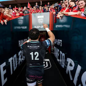 Glasgow Warriors' Sione Tuipulotu walks down the tunnel after the win over Munster in the BKT United Rugby Championship semi-final at Thomond Park, Limerick, on 15 June 2024.  (Photo by Ben Brady/INPHO/Shutterstock)