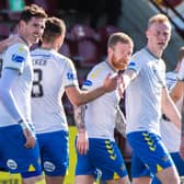 Kyle Lafferty celebrates scoring his and Kilmarnock's third goal of the 4-0 Scottish Cup win against Stenhousemuir