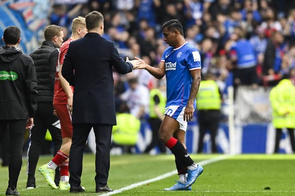 Rangers' manager Michael Beale maintains Alfredo Morelos has more that repaid the £8000,000 outlay on him as the striker seems on a downturn ahead of shortly departing Ibrox on a free transfer. (Photo by Rob Casey / SNS Group)