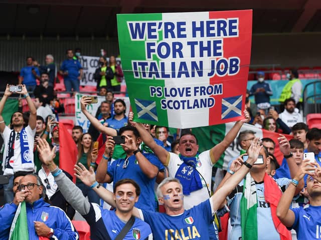 Scotland flags were spotted among the Italy crowd in the Euro 2020 final at Wembley. (Photo by Andy Rain - Pool/Getty Images)
