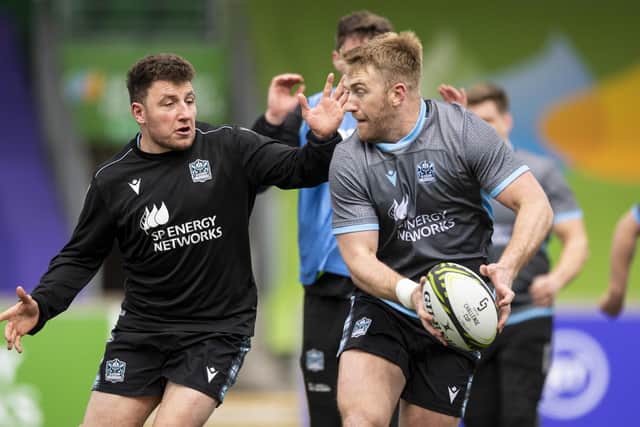 Glasgow Warriors' Duncan Weir (L) and Kyle Steyn will be involved against the Stormers. (Photo by Ross MacDonald / SNS Group)