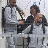 Rangers striker Kemar Roofe departs for the Europa League Final in Seville from Glasgow Airport. (Photo by Craig Foy / SNS Group)