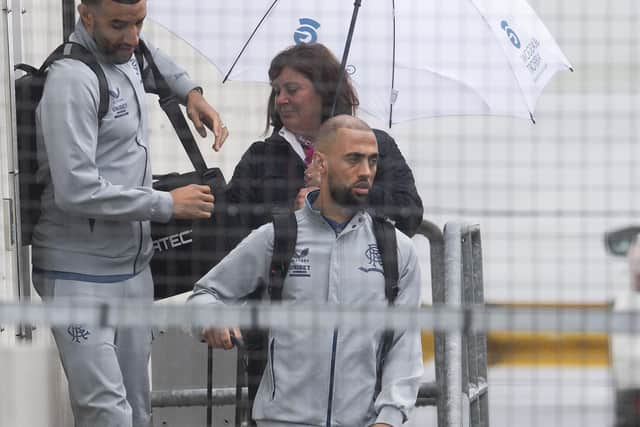 Rangers striker Kemar Roofe departs for the Europa League Final in Seville from Glasgow Airport. (Photo by Craig Foy / SNS Group)