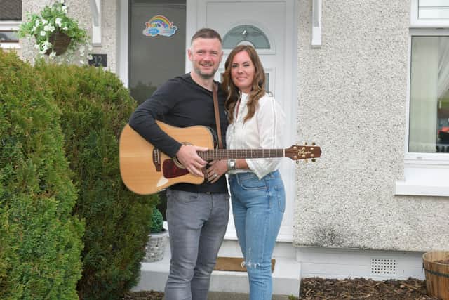 Denny singer Liam McGrandles and wife Fiona held a Facebook Live gig in 2020 that raised more than £5100 for two food banks. Picture: Michael Gillen.