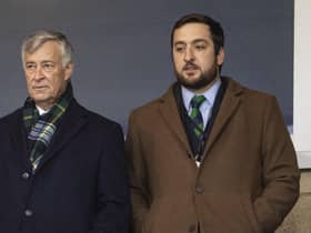 Hibs owner Ron Gordon (left) with son Ian, the club's head of recruitment. (Photo by Ross MacDonald / SNS Group)