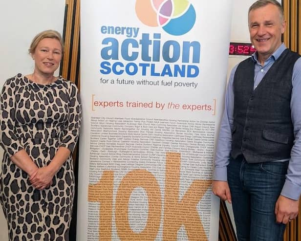 ​Gillian Martin MSP and Frazer Scott, CEO of Energy Action Scotland