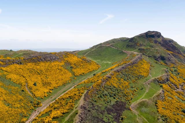 Aerial photo of Arthur's Seat in Holyrood Park. A new management plan is being written for the park given the impact of rising visitor numbers and the erosion of the landscape. PIC: HES.