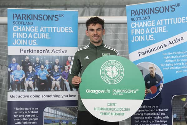 Celtic's Matt O'Riley during a photocall to promote the launch of Celtic's walking football programme in collaboration with Parkinson's UK and Glasgow Life at Toryglen Regional Football Centre.  (Photo by Craig Foy / SNS Group)