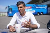 Rishi Sunak speaks to the media at the launch of the Conservative campaign bus at Redcar Racecourse. Photo: Jonathan Brady/PA Wire