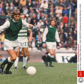 Alex Cropley turns on the style in 1973 to help Hibs beat Celtic and retain the Drybrough Cup. Picture: Colorsport/Shutterstock