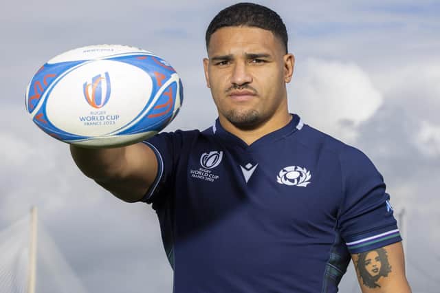 Sione Tuipulotu has a tattoo of Lauryn Hill on his left arm, his mum's favourite singer. (Photo by Ross MacDonald / SNS Group)