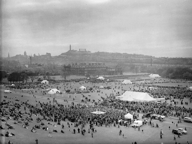 Crowds at the May Day Miners' Gala in Holyrood Park in 1956.