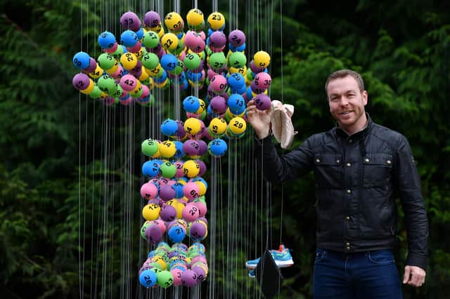 Sir Chris Hoy unveiled a new installation at the Royal Botanic Garden in Edinburgh commissioned by The National Lottery to inspire change and to encourage the public to think about how they might use some of the £30million raised for good causes each week in their own communities.  The installation is made up of 636 National Lottery balls to represent the 636,000 projects that have been supported over the last 27 years.
Picture: Michael Gillen