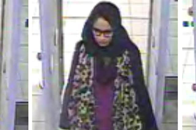 A grainy CCTV image of 15-year-old Shamima Begum going through security at Gatwick airport on her journey to Syria (Picture: Metropolitan Police/PA Wire)