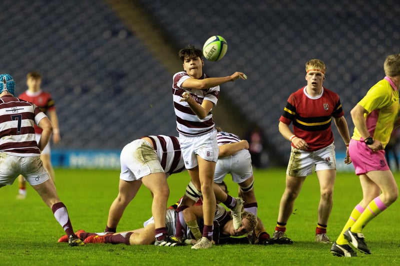 George Watson's in action during the Scottish Schools U-18 Cup Final against Stewart's Melville College at Murrayfield.