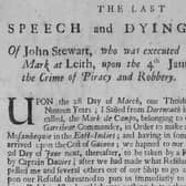 The Broadside on the execution of John Stewart. Picture NLS
