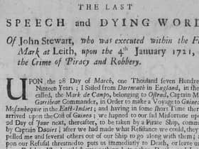 The Broadside on the execution of John Stewart. Picture NLS