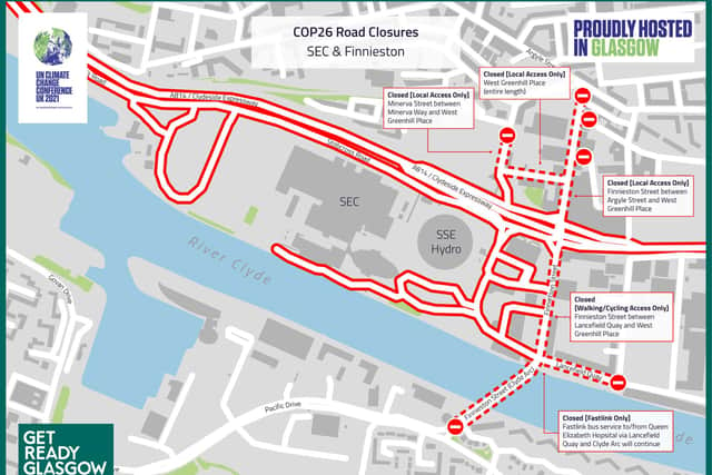GoBike fears the cycle route along the north bank of the Clyde will be closed along with roads around the SEC conference venue such as the Clydeside Expressway