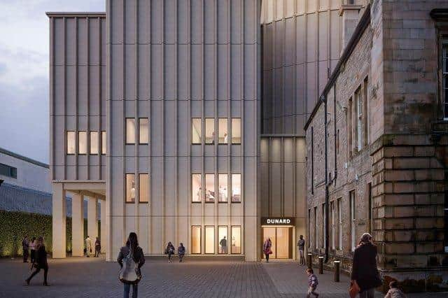 The view of the north end of the Dunard Centre from St Andrew Square.