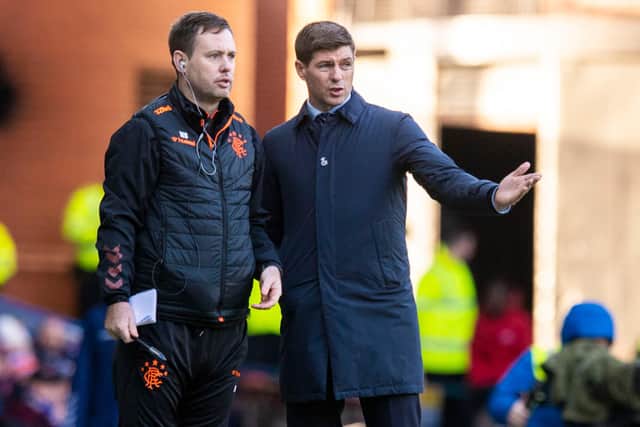 Michael Beale works closely with Steven Gerrard to see the impact he has around the club. Picture: SNS