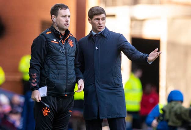 Michael Beale works closely with Steven Gerrard to see the impact he has around the club. Picture: SNS