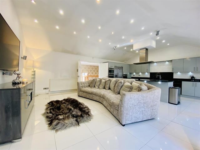 Dining kitchen and family area.