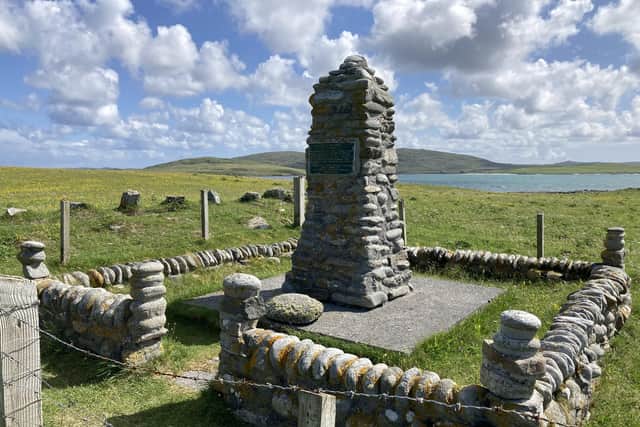 Angus MacAskill, also known as the Giant of Cape Breton, was born at Sheabie with a memorial to the 7ft 9ins islander, who emigrated to Canada as a boy, standing over his homeland. PIC: Contributed