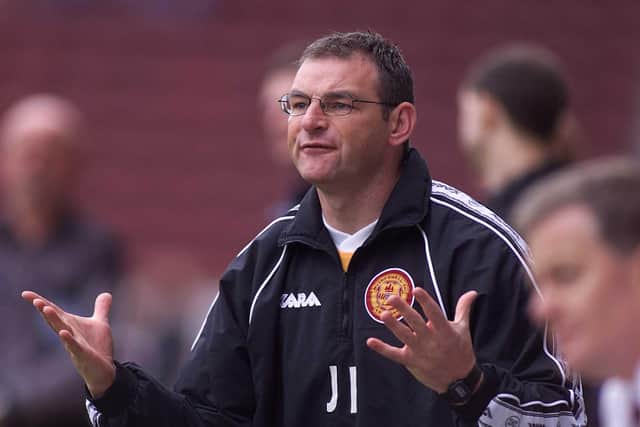 Motherwell coach John Philliben shows his frustration on the touchline against Hearts during his short spell as caretaker manager in 2001