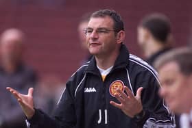 Motherwell coach John Philliben shows his frustration on the touchline against Hearts during his short spell as caretaker manager in 2001