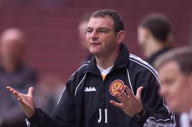 Motherwell coach John Philliben shows his frustration on the touchline against Hearts during his short spell as caretaker manager in 2001