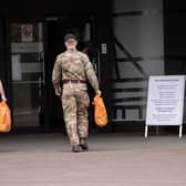 The army at the SEC today. Picture: John Devlin