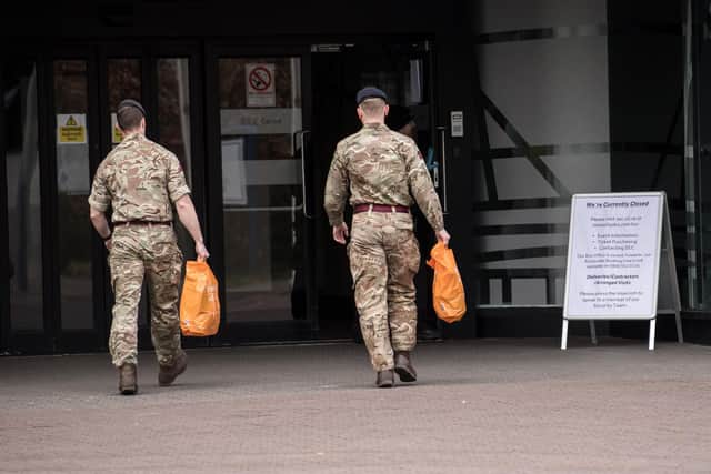 The army at the SEC today. Picture: John Devlin