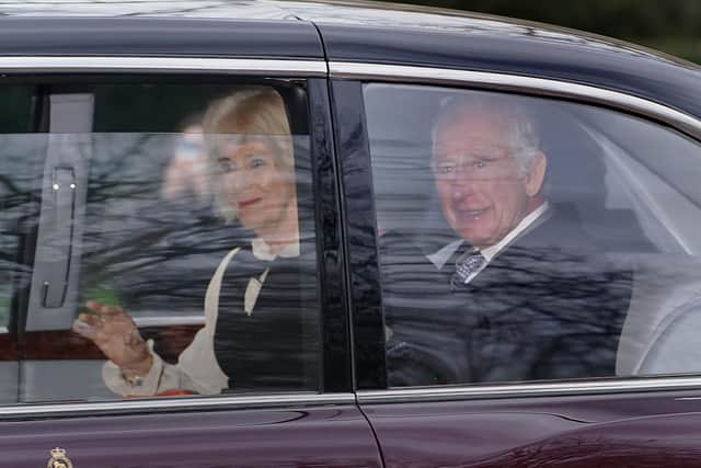 King Charles III and Queen Camilla leave Clarence House in London following the announcement of King Charles III's cancer diagnosis on Monday evening.Photo: James Manning/PA Wire