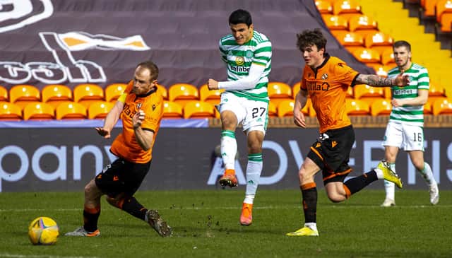 Mohamed Elyounoussi fails to find the net in Celtic's last outing, with the raft of chances passed up in the scoreless draw at Tannadice typifying the bluntness that has afflicted the Parkhead side over the second half of a torturous season.(Photo by Craig Williamson / SNS Group)
