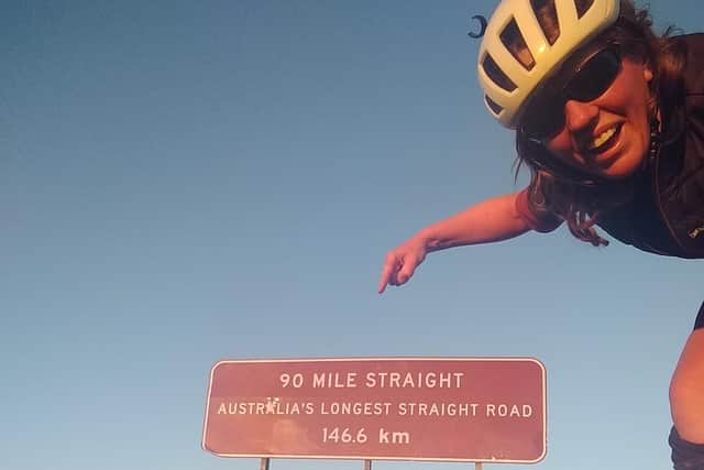 Jenny Graham crossing Australia on her record-breaking cycle. Pic: Contributed