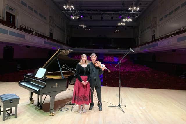 Christina Lawrie and Marcus Barcham-Stevens at the Caird Hall in Dundee
